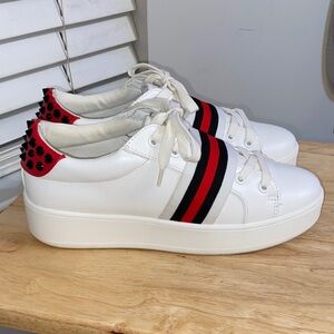 Steve Madden White and Red Studded Sneakers
